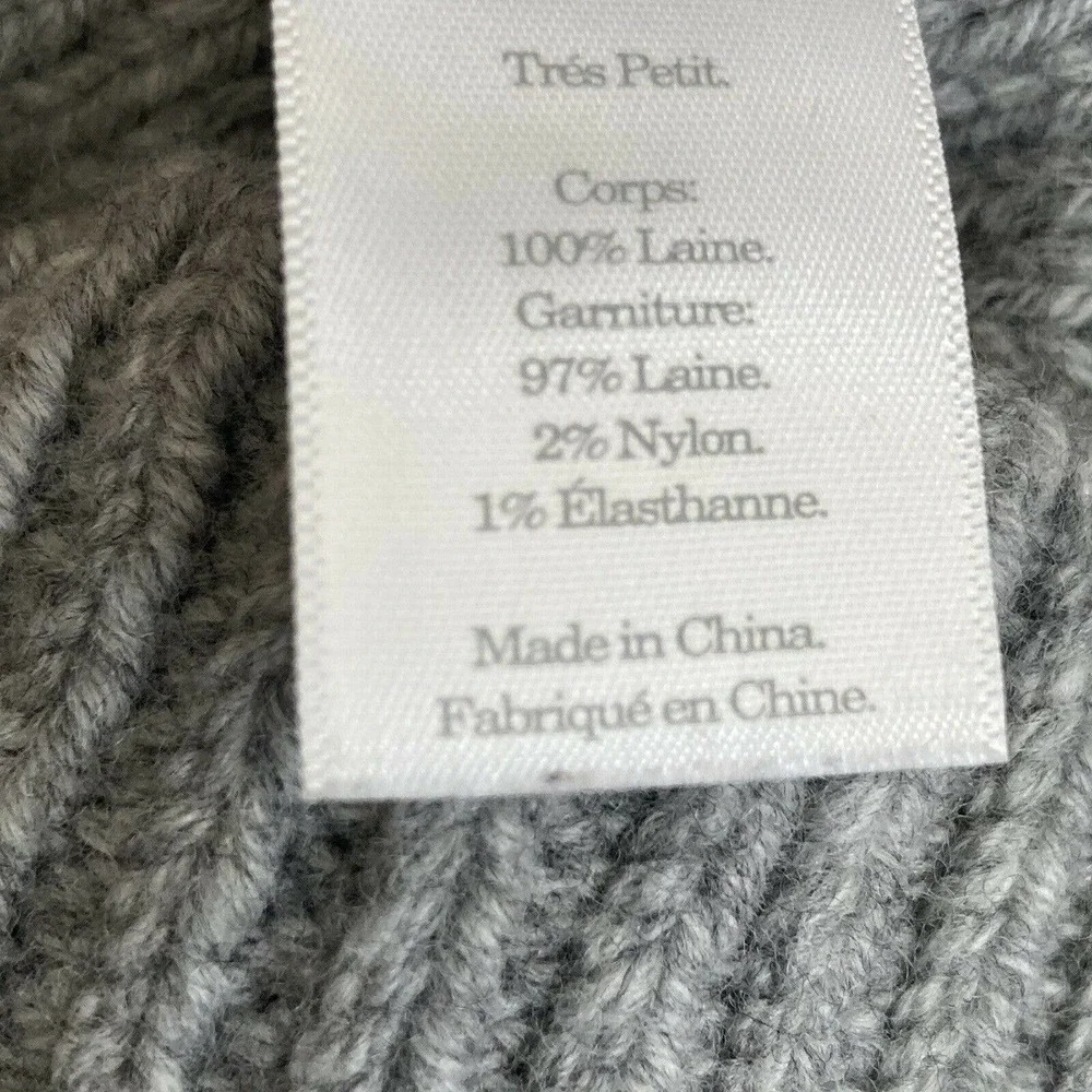 Everlane Cable Knit Gray Sweater mock neck size XS 100% Wool - Picture 11 of 12